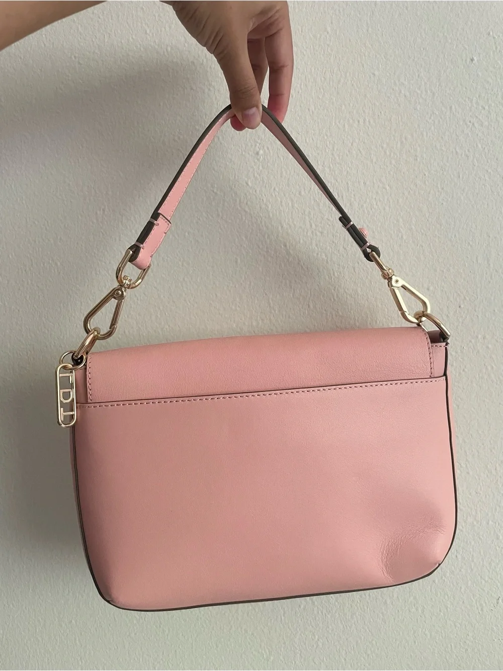 Blush Pink Leather Shoulder Bag with Top Handle